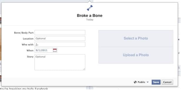 Facebook timeline feature