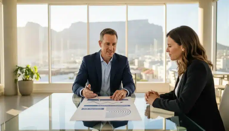 marketing professional in Cape Town explains a transparent invoice with separate management fees and ad spend.